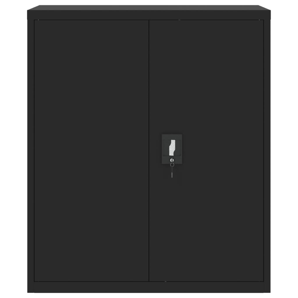 Aktenschrank mit 2 Türen Grau 90 cm Stahl