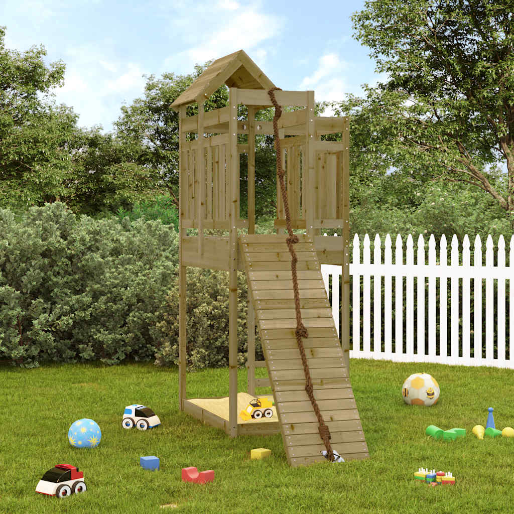 Spielturm mit Kletterwand Massivholz Kiefer