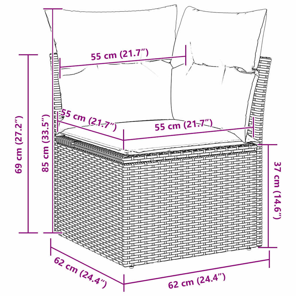 Garten Essgruppe mit Kissen 8 pcs Schwarz und Creme