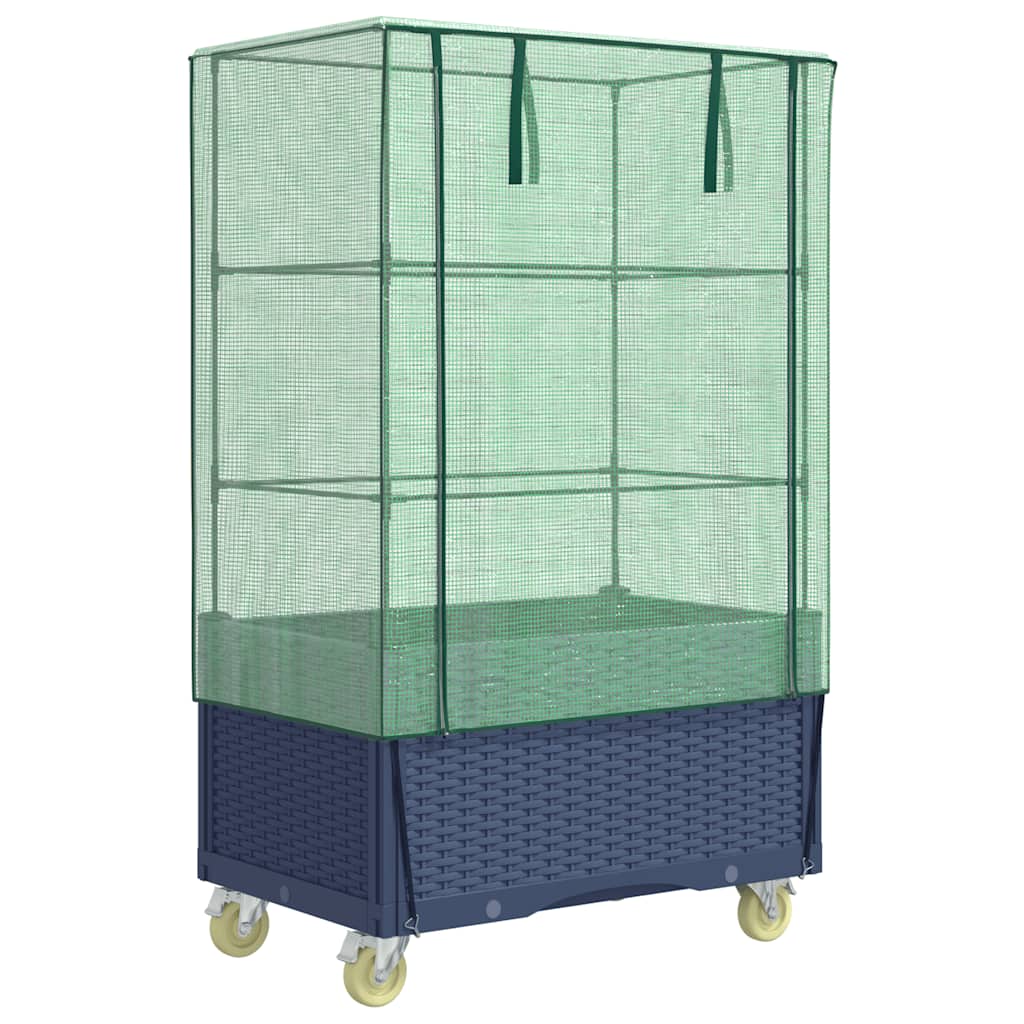 Hochbeet mit Aufsatz und Rollen Rattan-Optik 80x50x182 cm