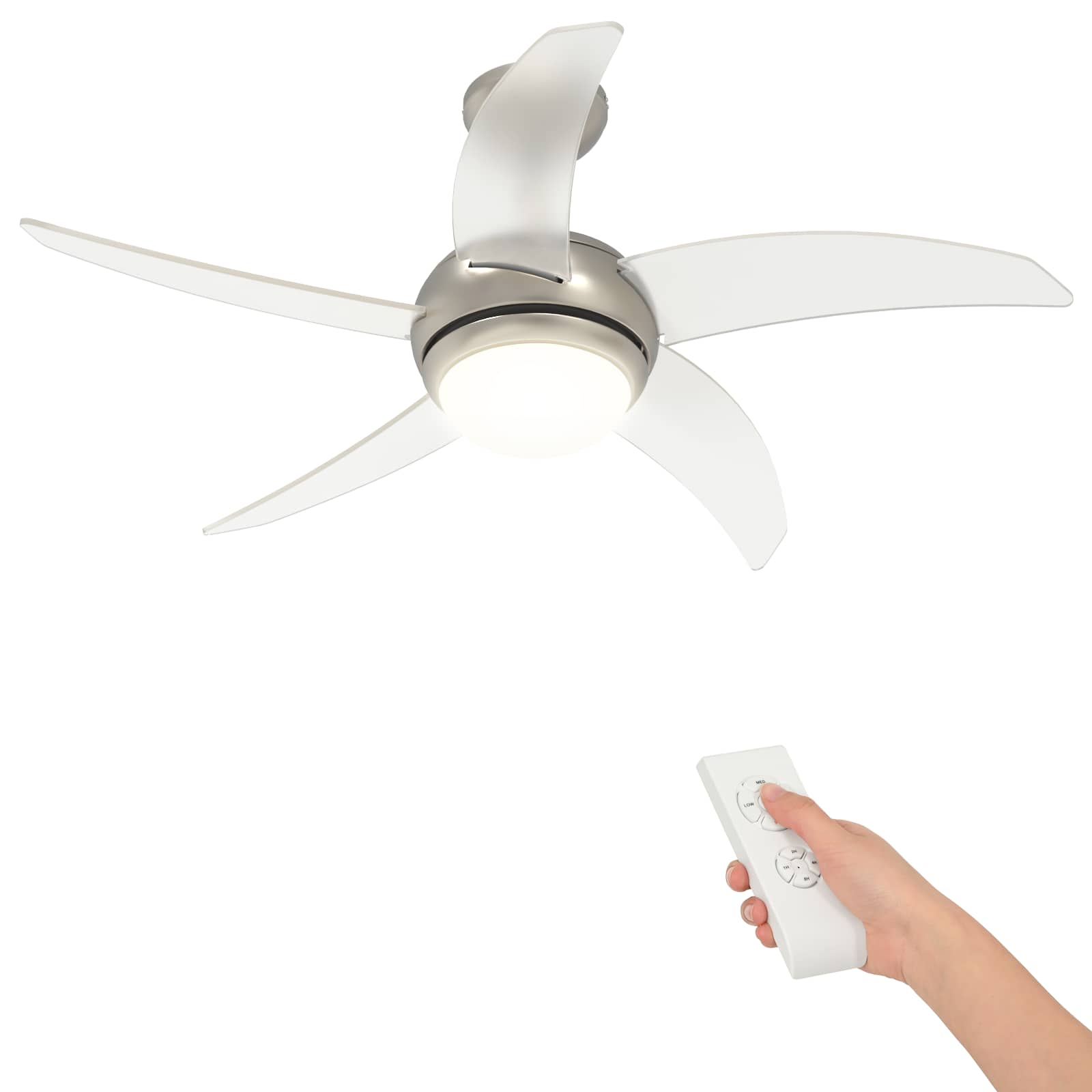 Deckenventilator mit Licht und Fernbedienung Ø 130 cm Weiß