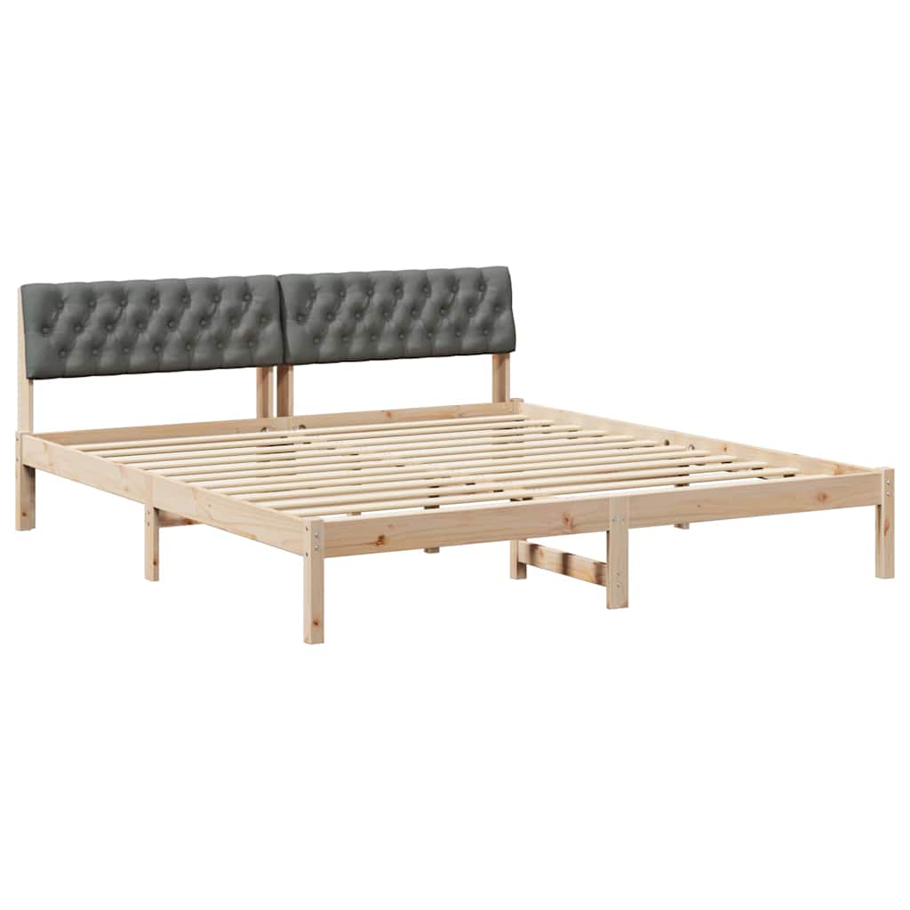 Bettgestell Braun und hellgrau 200 x 200 cm Massivholz Kiefer
