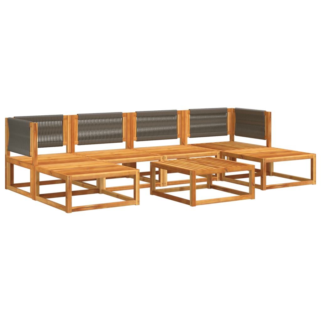 6-tlg. Gartensofa-Set mit Kissen Holz Akazie & Seil