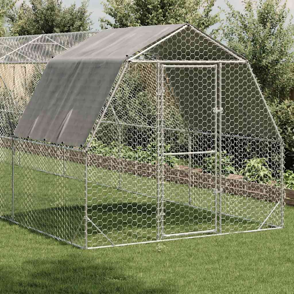 Hühnerstall mit Dach 2,5x4x2,25 m Verzinkter Stahl