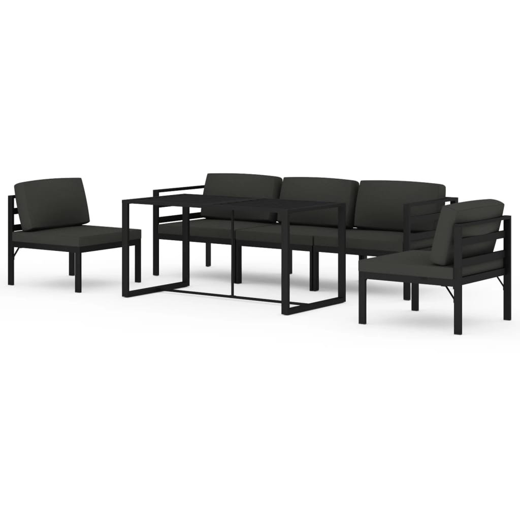 10-tlg. Garten-Lounge-Set mit Kissen Aluminium Anthrazit