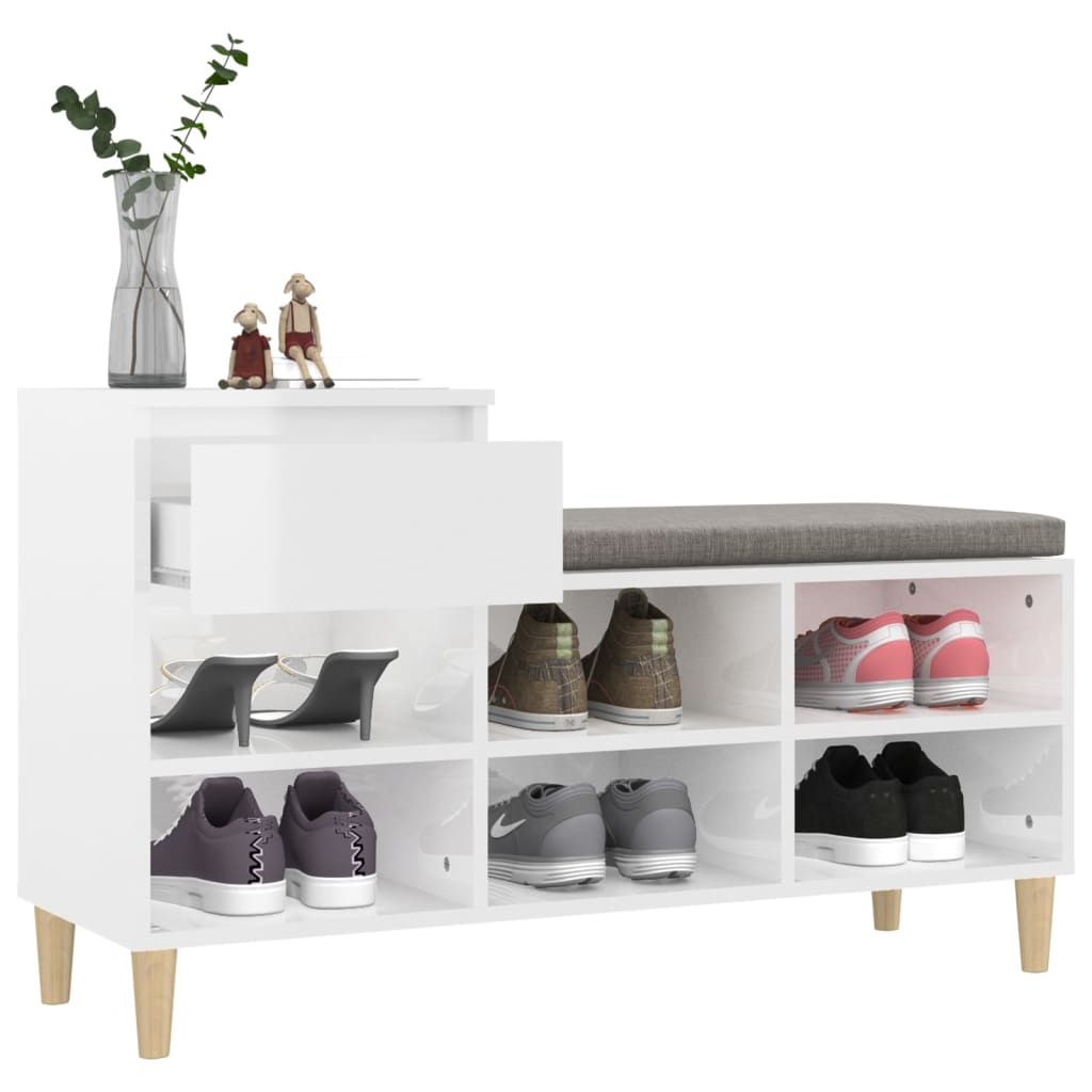 Schuhregal Weiß 102x36x60 cm Holzwerkstoff