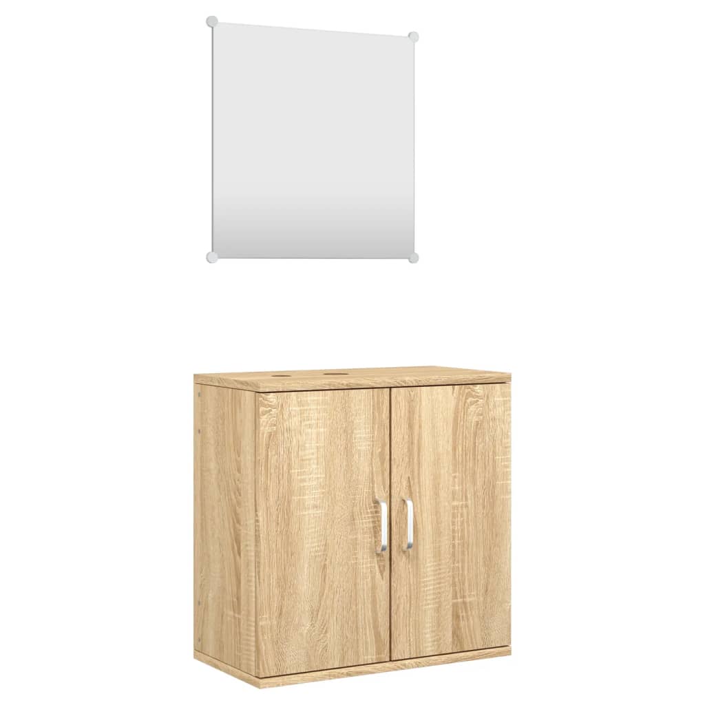 2-tlg. Badmöbel-Set Schwarz Holzwerkstoff
