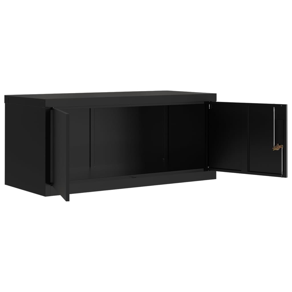 Aktenschrank mit 2 Türen Grau 90 cm Stahl