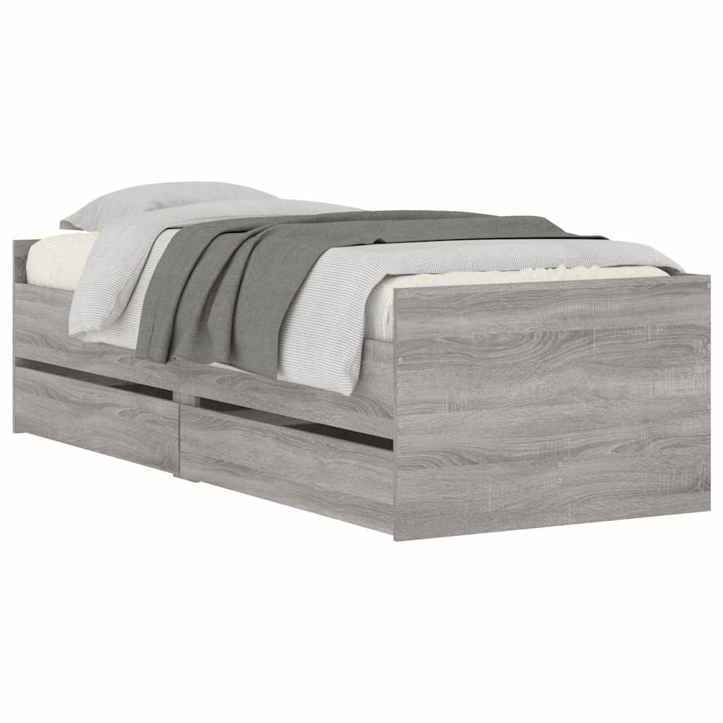 Bett mit Schubladen Braun Eiche-Optik 75x190 cm