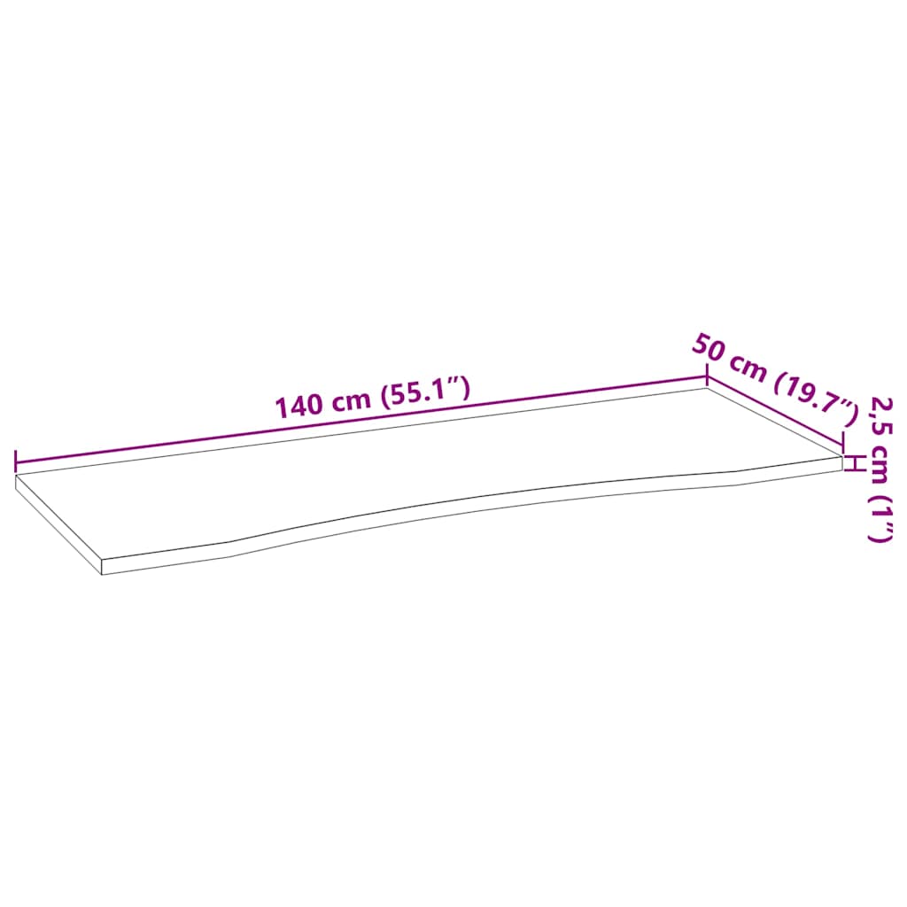 Schreibtischplatte Unbehandelt 80x50x2,5 cm Massivholz Eiche