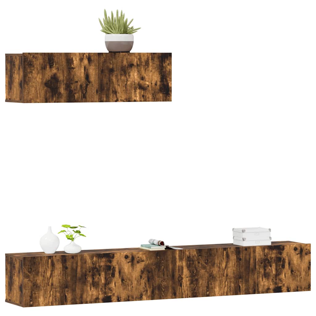 3-tlg. TV-Schrank-Set Weiß Holzwerkstoff