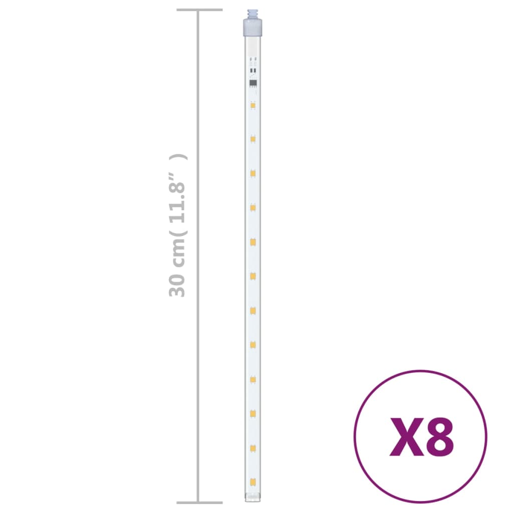 LED Meteor-Lichter 8 Stk. 30 cm Kaltweiß 192 LEDs