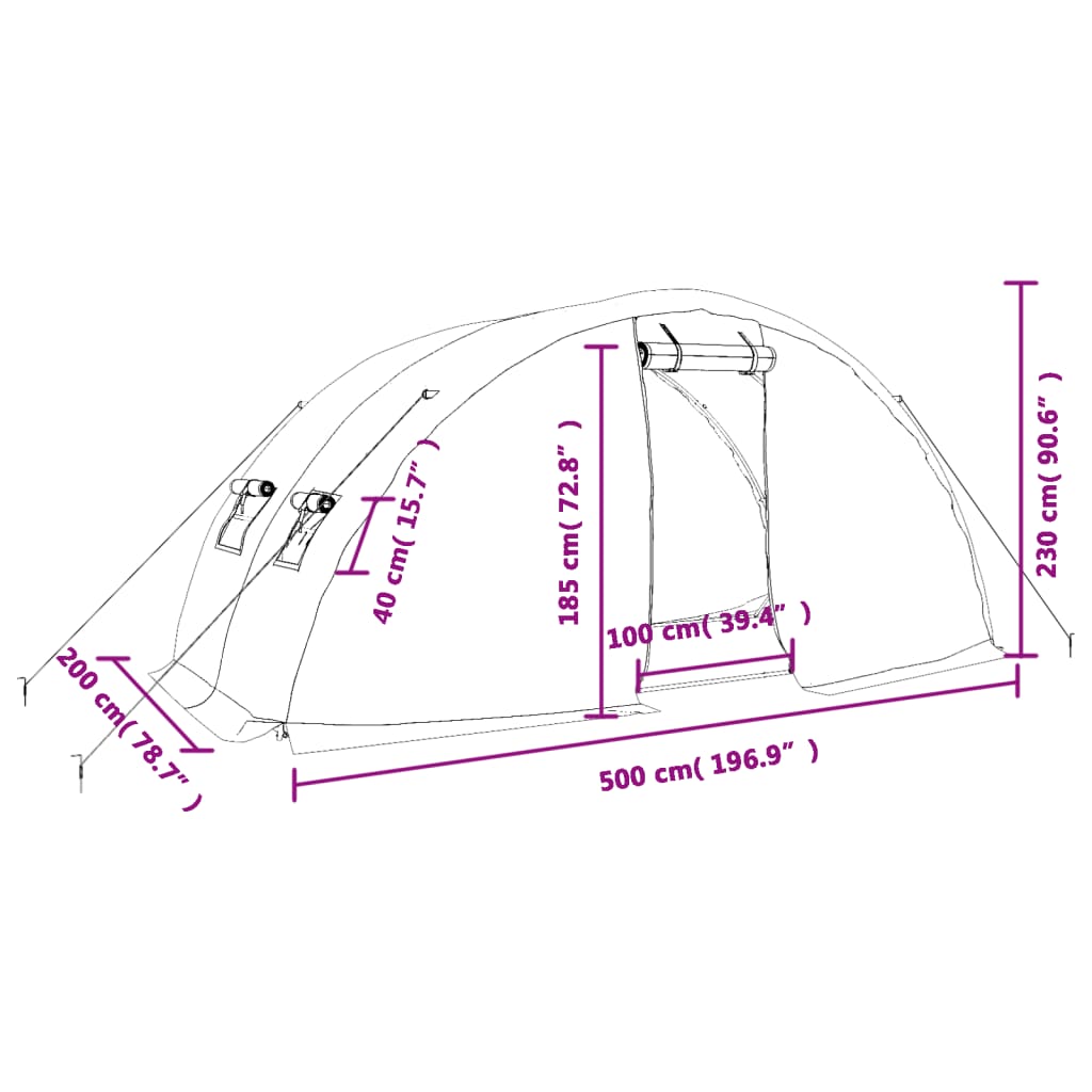 Gewächshaus mit Stahlrahmen Weiß 40 m² 8x5x2,3 m