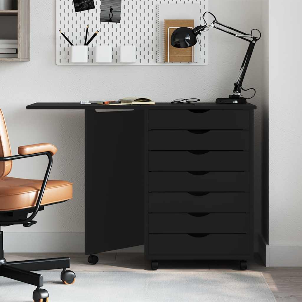 Rollschrank mit Schreibtisch MOSS Honigbraun Massivholz Kiefer