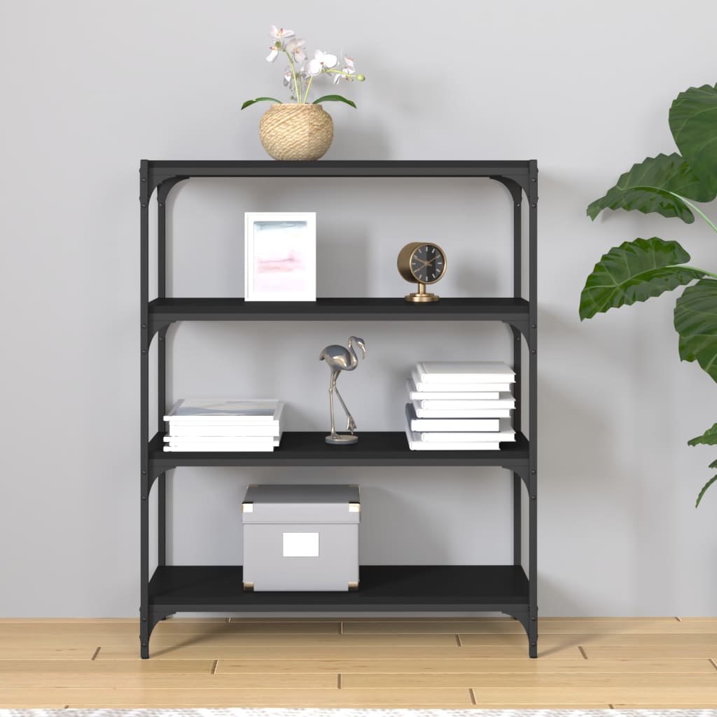 Bücherregal Schwarz 40x33x70,5 cm Holzwerkstoff und Stahl