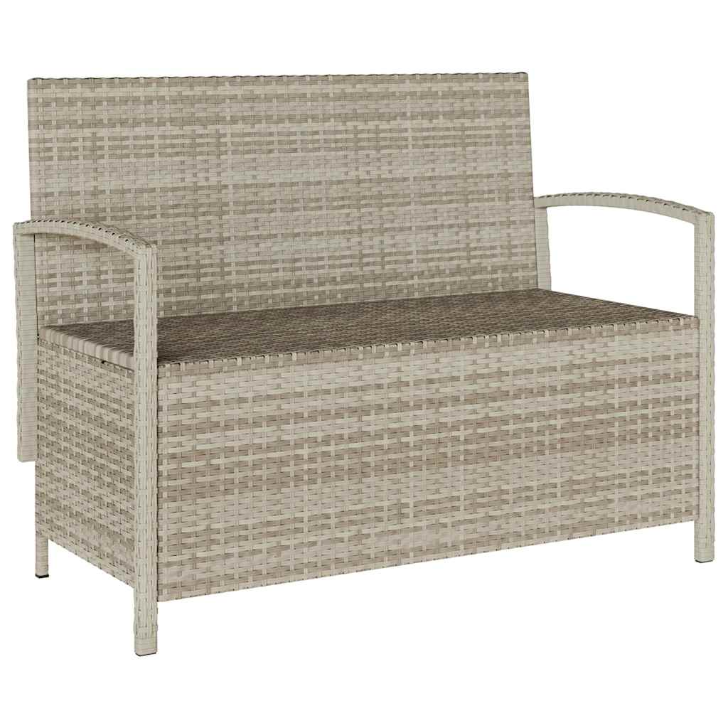 Gartenbank mit Stauraum und Kissen Schwarz Poly Rattan