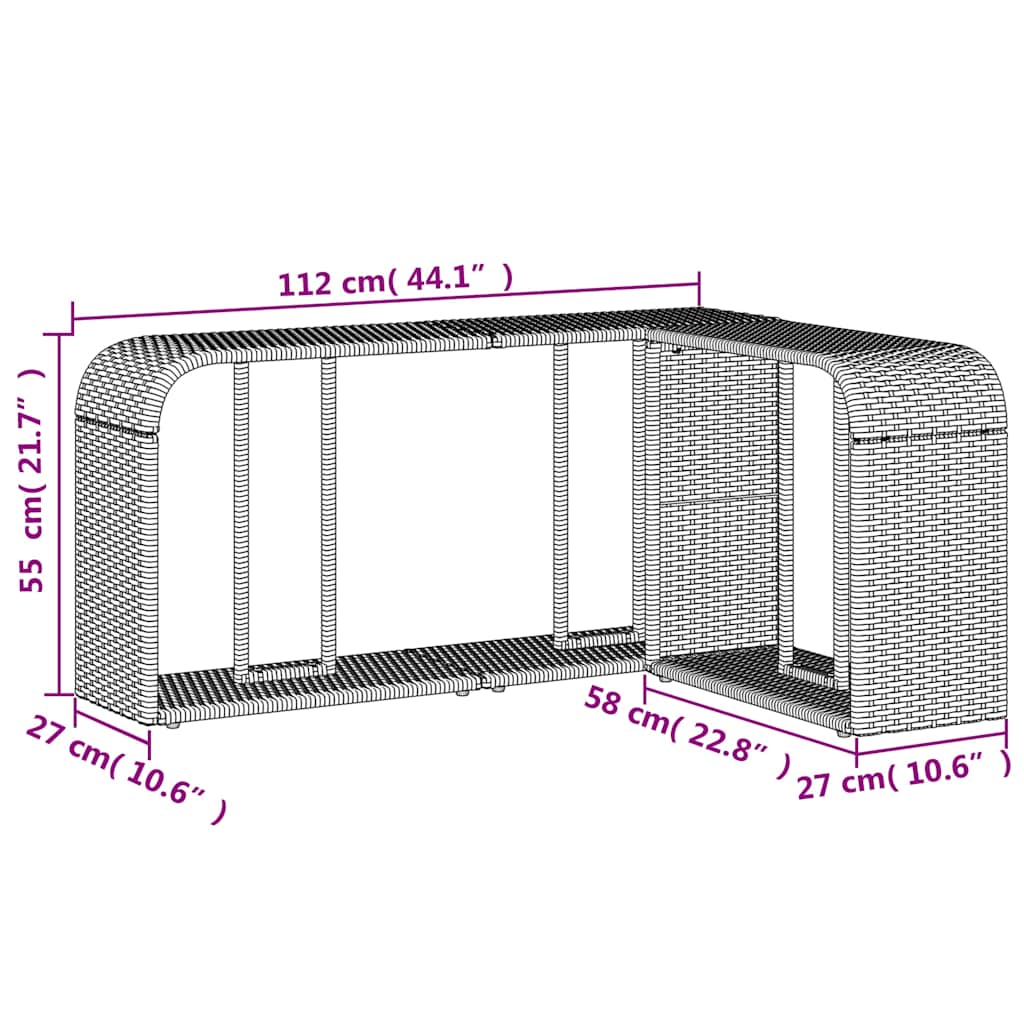 10-teiliges Gartensofa-Set mit Kissen, schwarzes Polyrattan