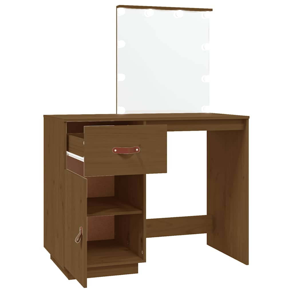 Schminktisch mit LED 95x50x133,5 cm Massivholz Kiefer
