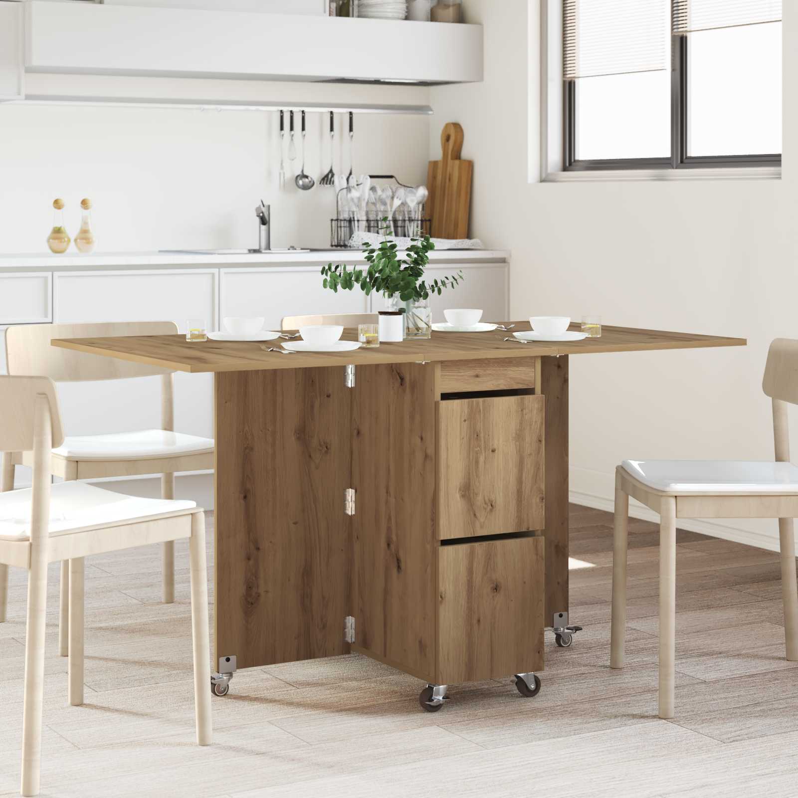 Esstisch 2 pcs 140 x 80 x 77 cm Holzwerkstoff Weiß Rechtwinklig