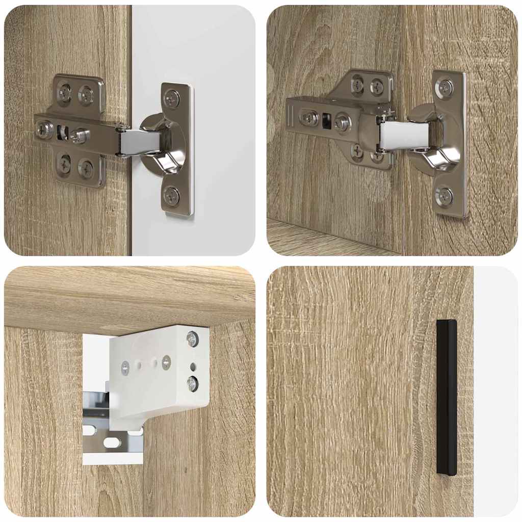 Badezimmermöbel-Set mit Tür 2 pcs Weiß Holzwerkstoff & Metall
