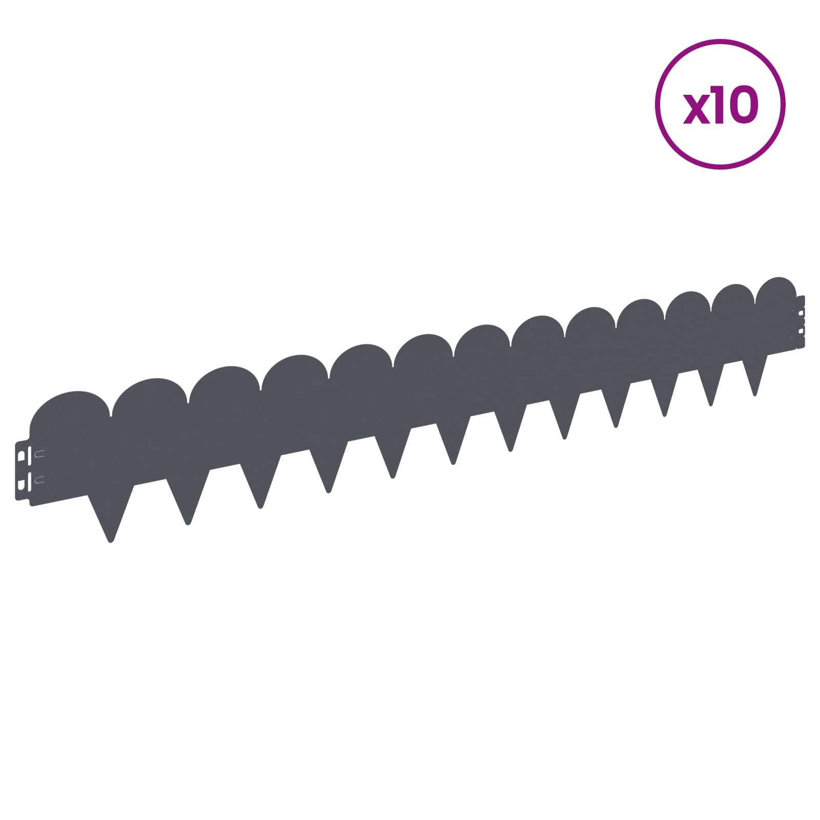 Raseneinfassung 10 pcs 103 x 15 cm Stahl Schwarz