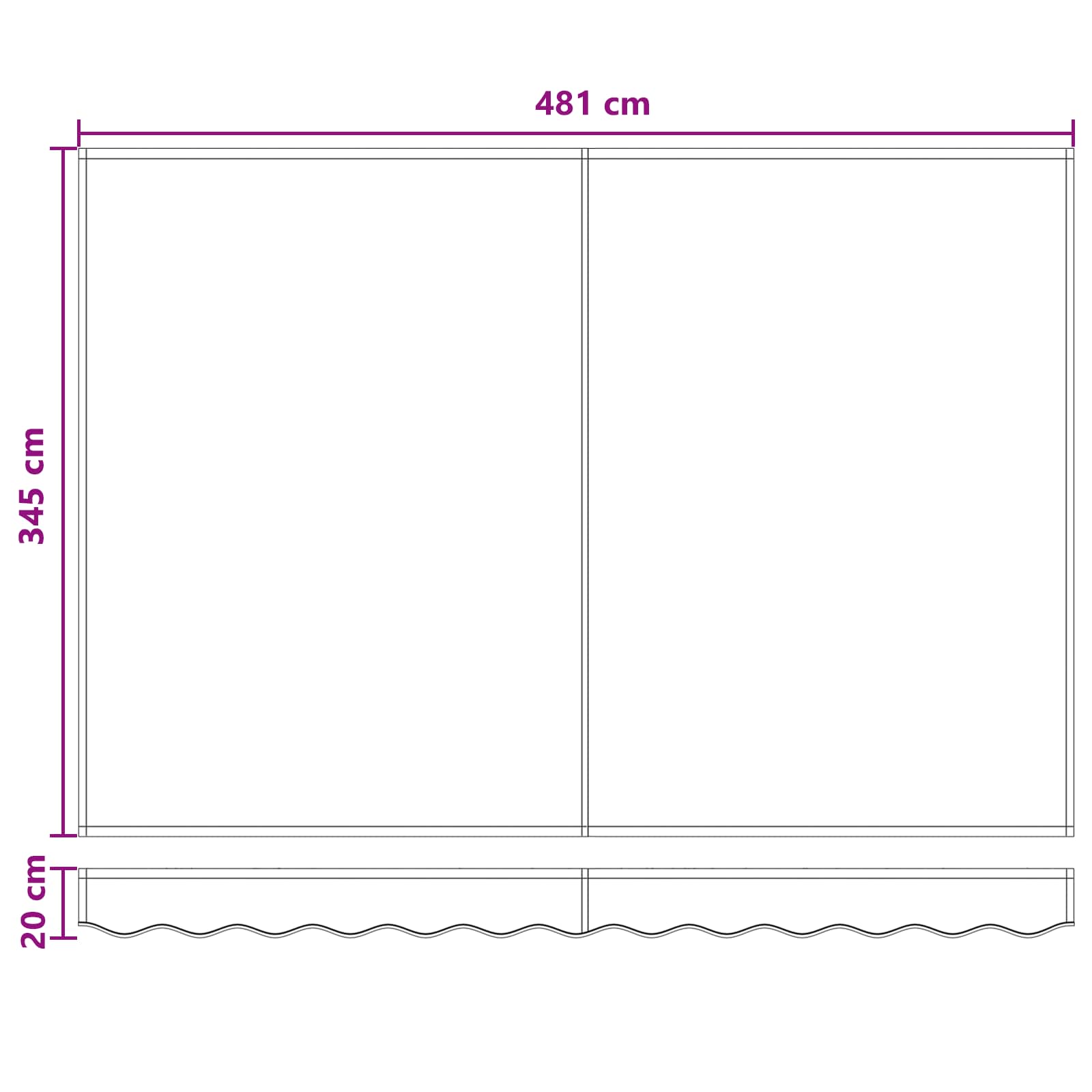 Markise Manuell Einziehbar mit LED 300x250 cm Blau und Weiß