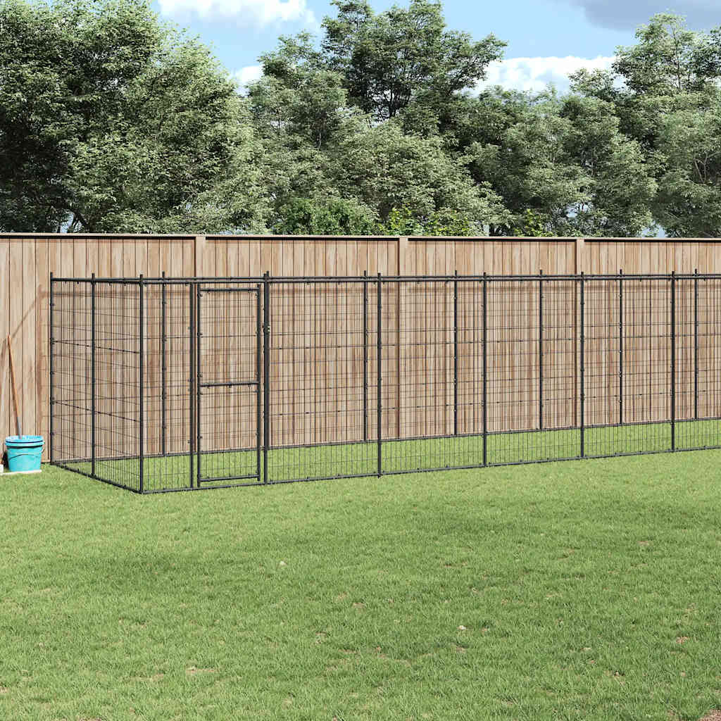 Outdoor-Hundezwinger mit Überdachung Stahl 7,26 m²