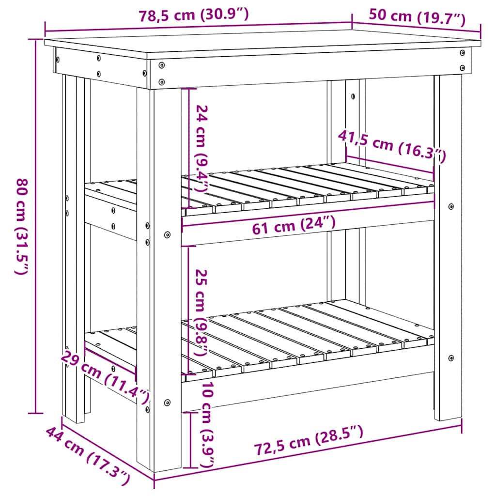Werkbank 78,5x50x80 cm Massivholz Kiefer