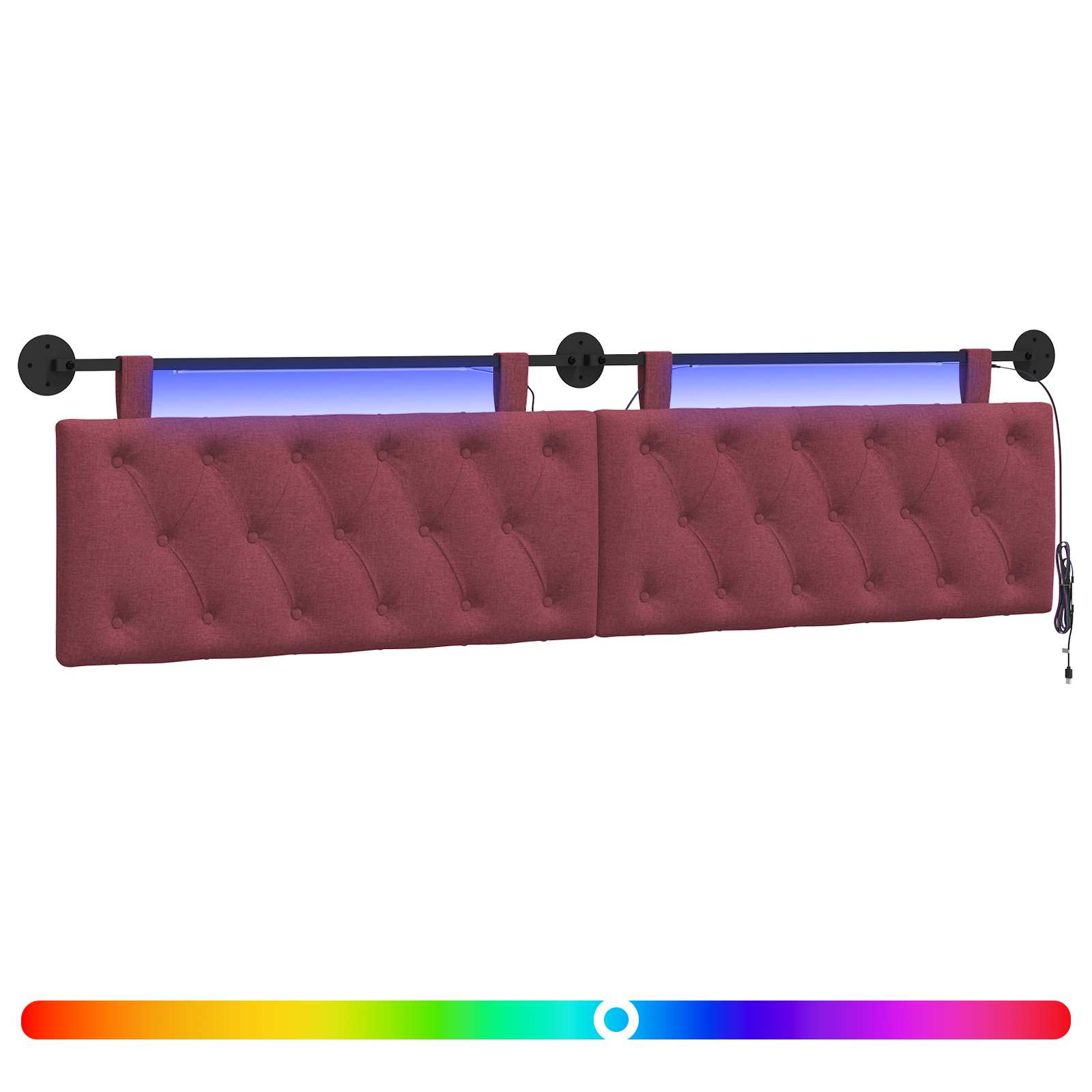 Hängendes Kopfteil Mit LED Licht Wolkengrau Stoff