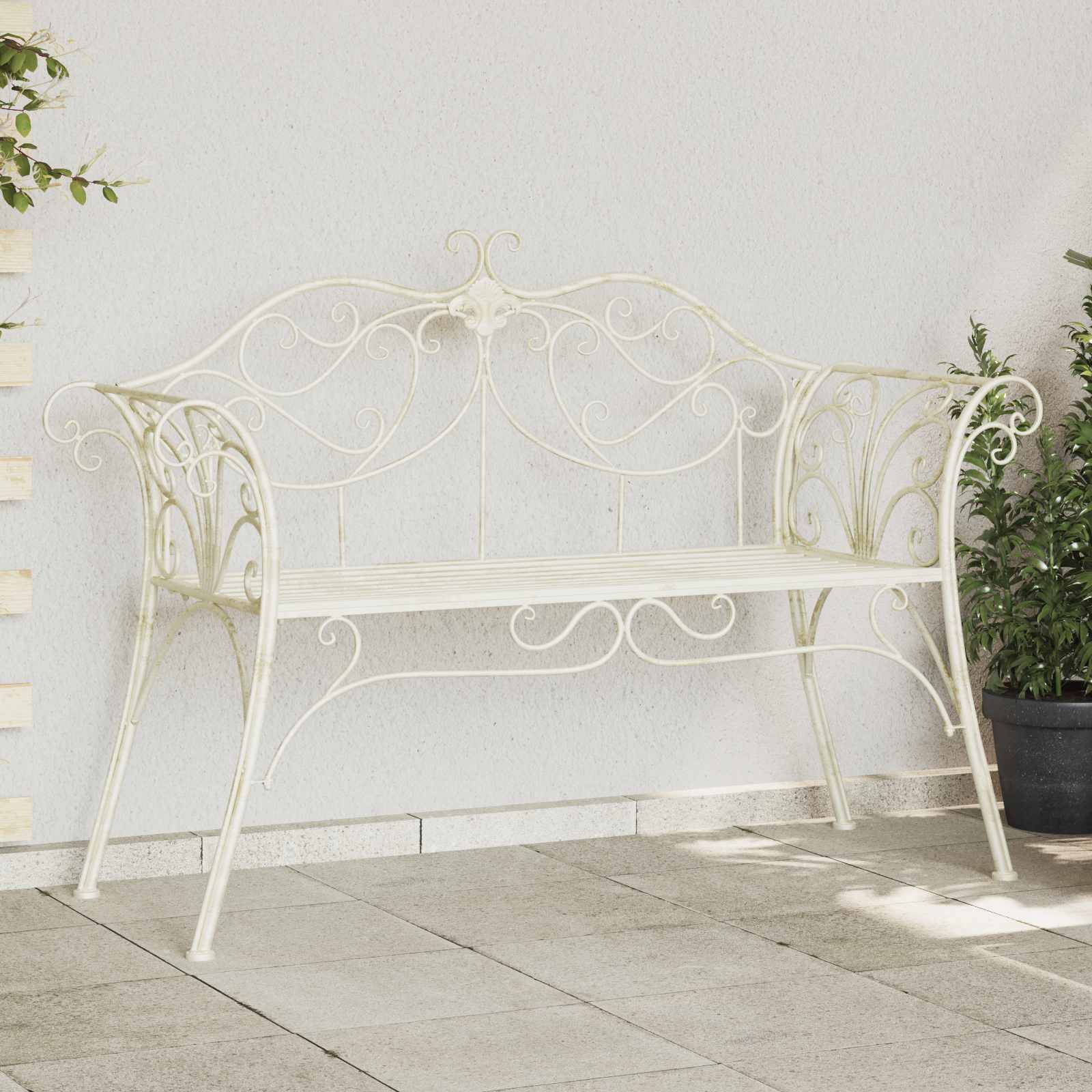 Gartenbank 2-Sitzanzahl 114 x 56,5 x 90 cm Stahl Silber Grau