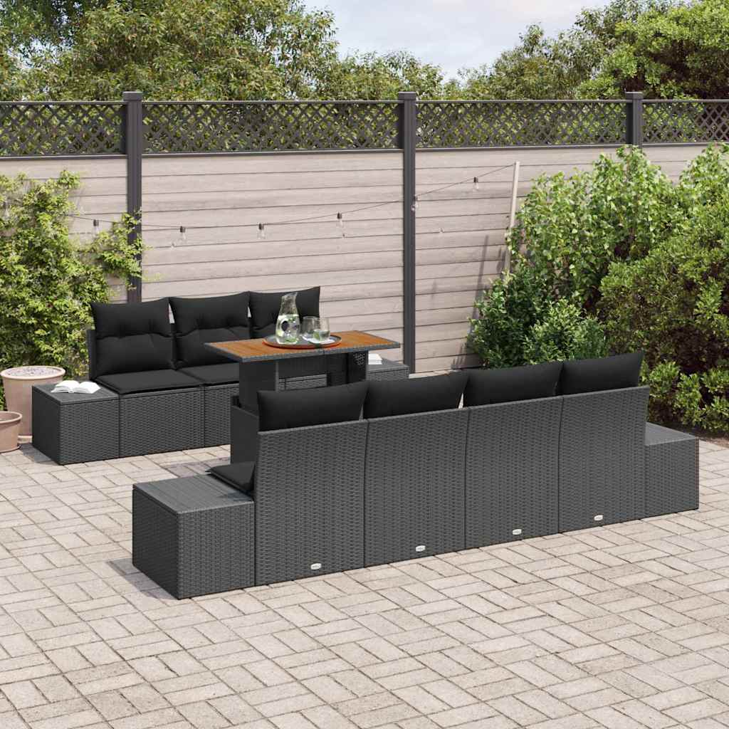 Garten Essgruppe mit Kissen 8 pcs Schwarz und Creme