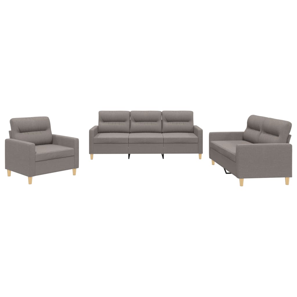 4-tlg. Sofagarnitur mit Kissen Taupe Stoff