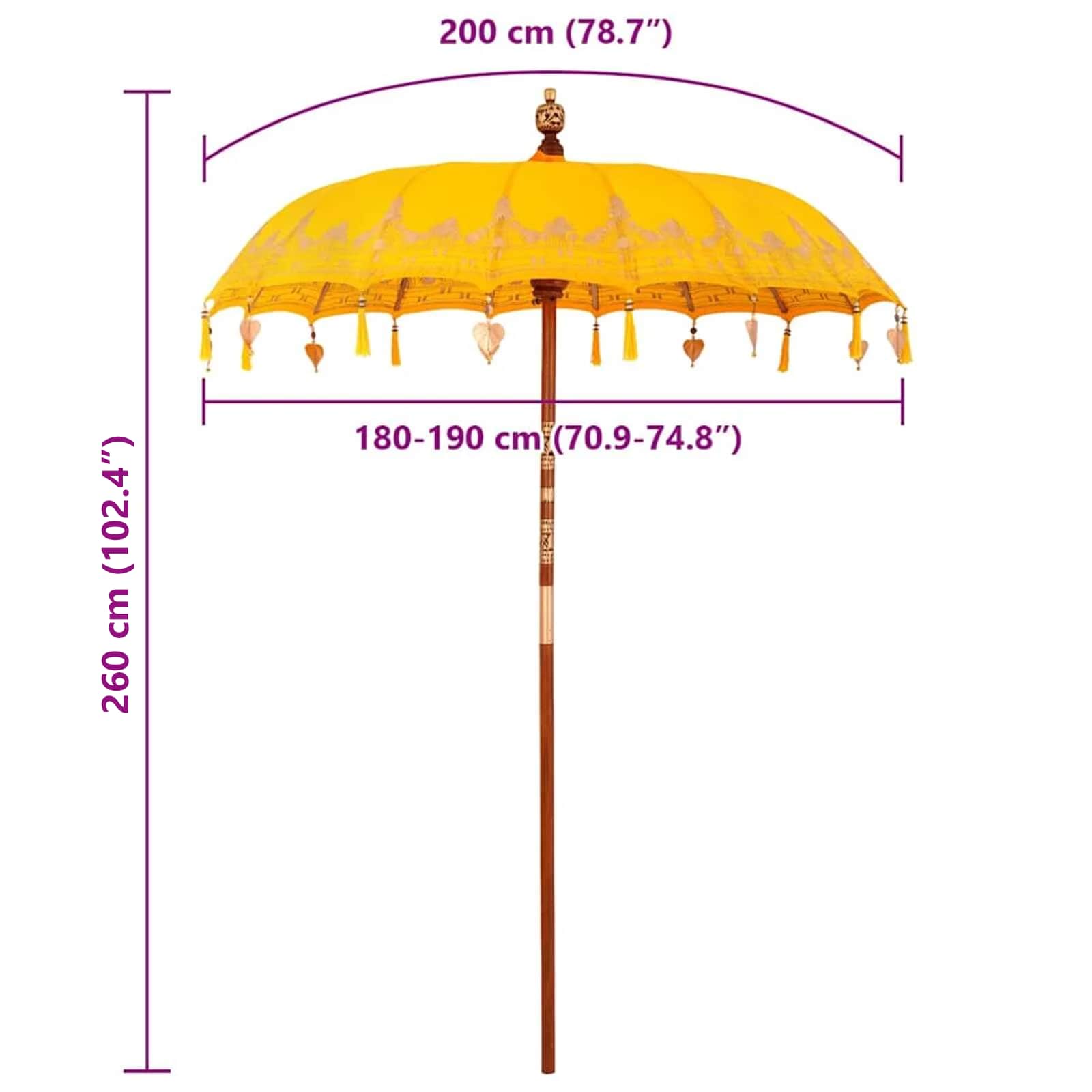 Balinesischer Sonnenschirm Creme 185 x 185 x 260 cm
