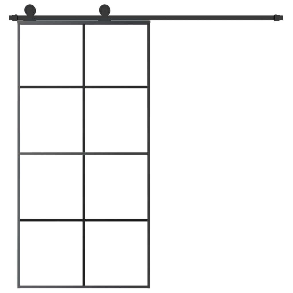 Schiebetür mit Beschlag 76x205 cm ESG-Glas & Aluminium