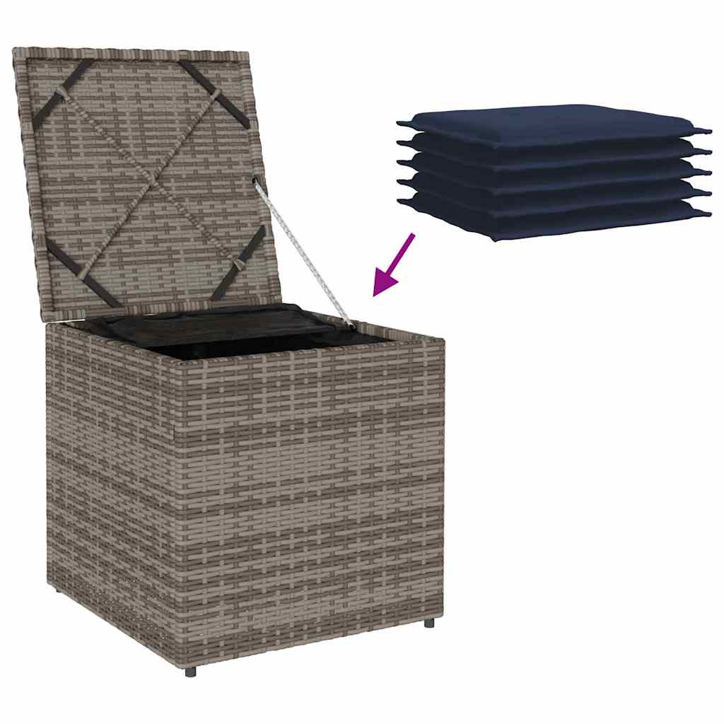 Kissenbox mit Speicher Schwarz 50 x 50 x 50 cm Poly-Rattan
