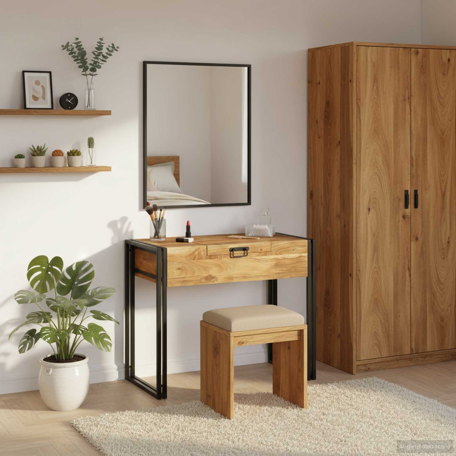 Schlafzimmer-Frisiertische mit Speicher Braun Massivholz Mango