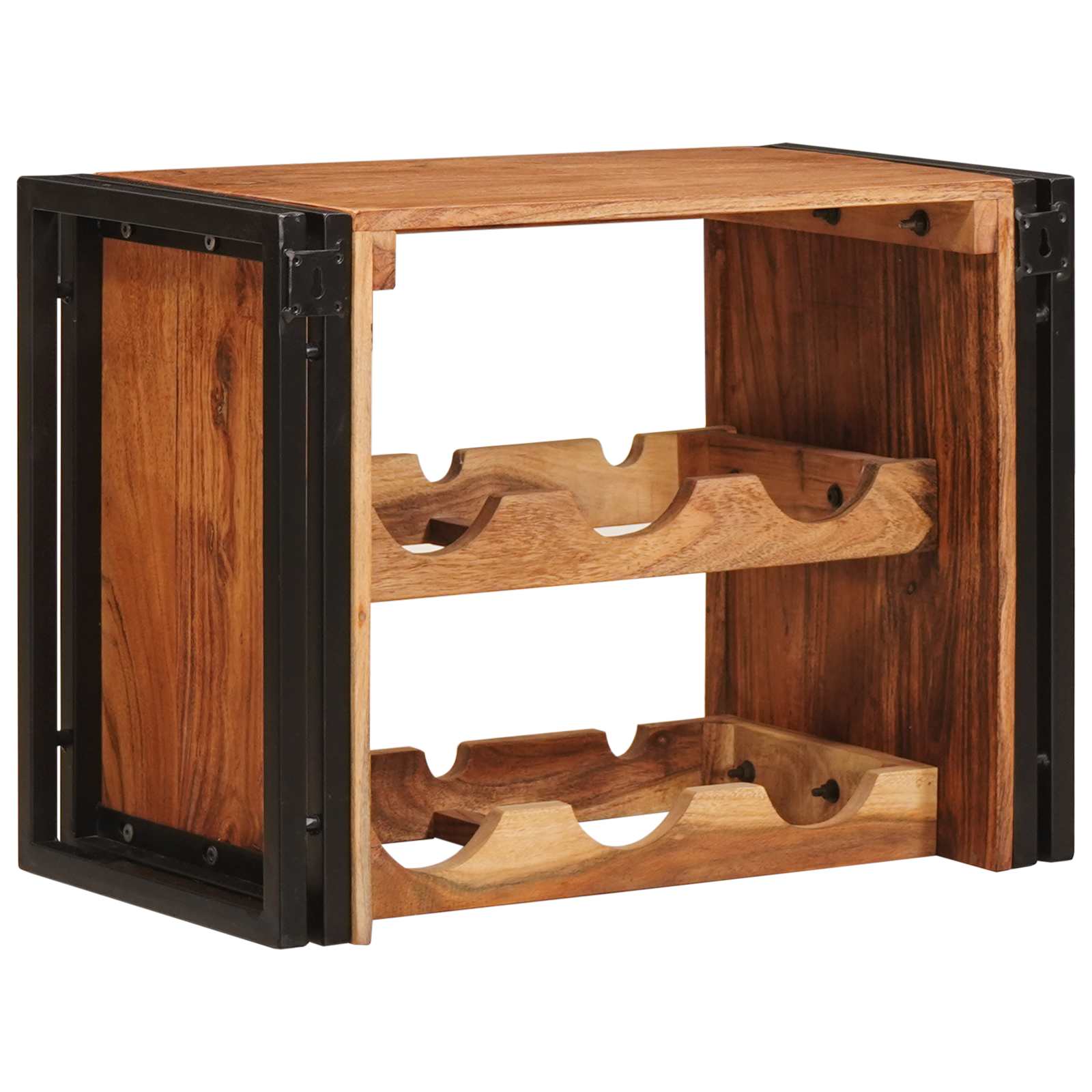 Weinregal Braun 60 x 45 x 33 cm Massives grobes Mangoholz