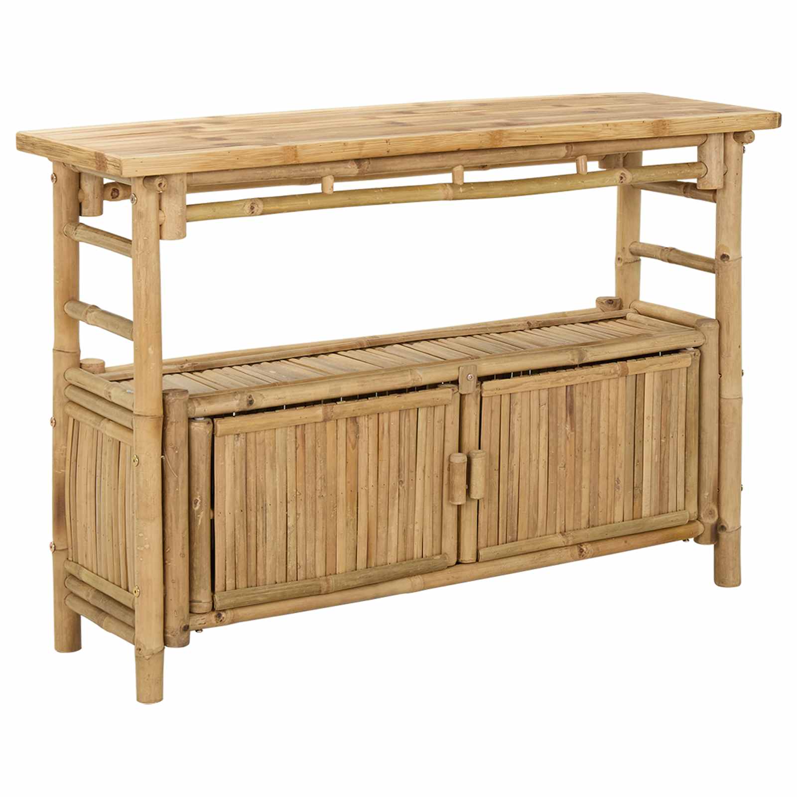 Konsolentisch mit Regal mit Tür Natur 80 x 35 x 75 cm Bambus