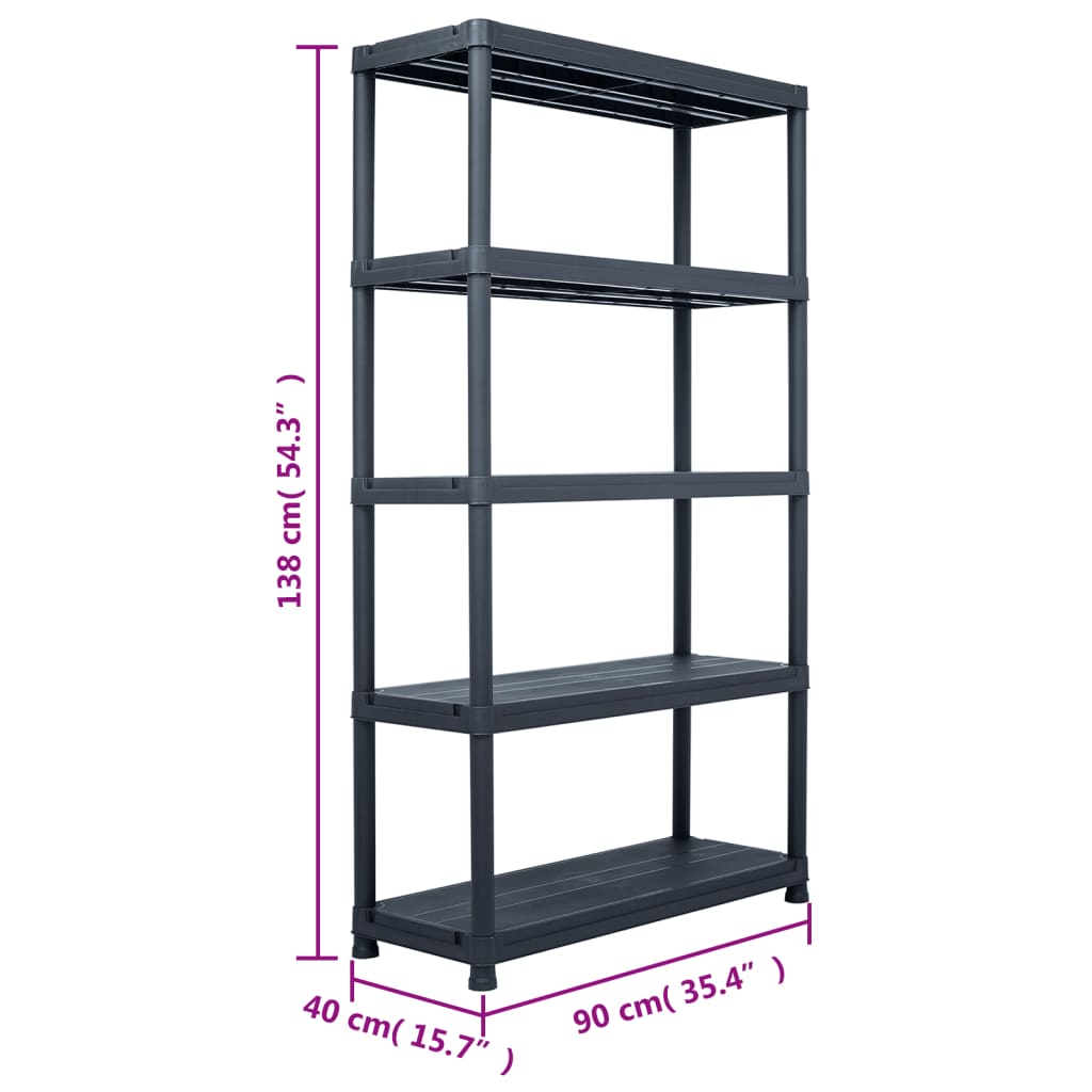 Lagerregale 2 Stk. Schwarz 60 x 30 x 138 cm Kunststoff