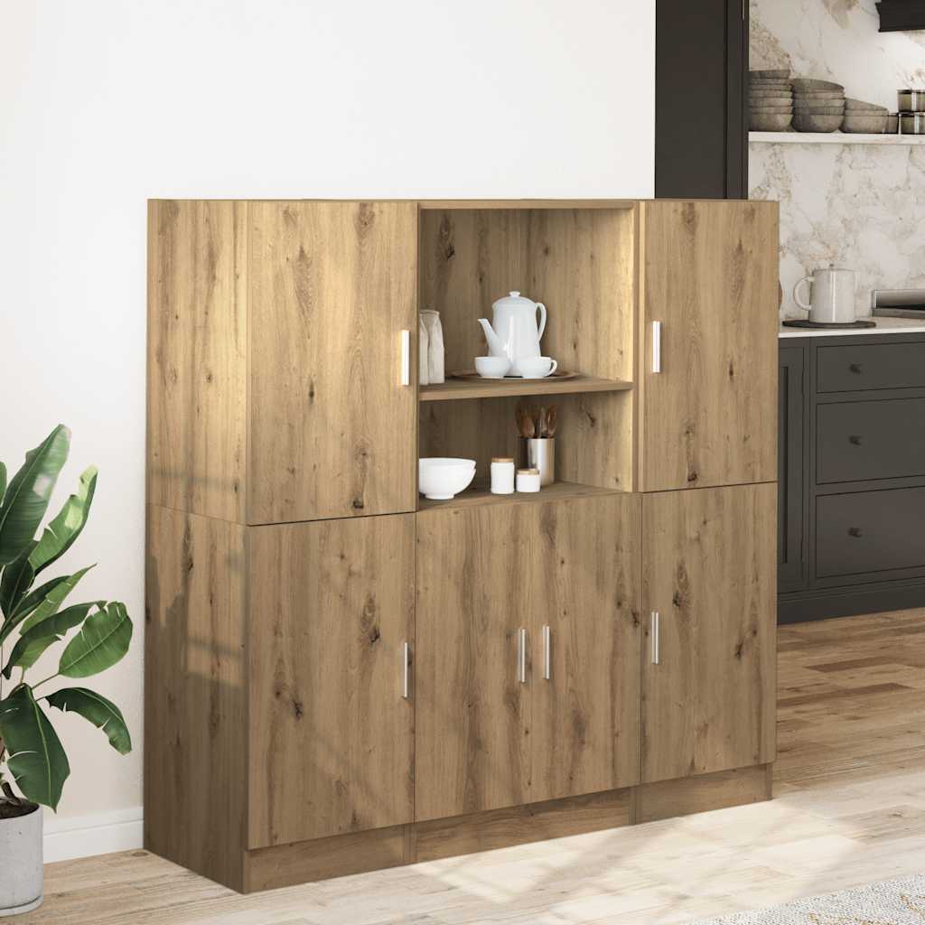 3-tlg. Küchenschrank-Set Weiß Holzwerkstoff