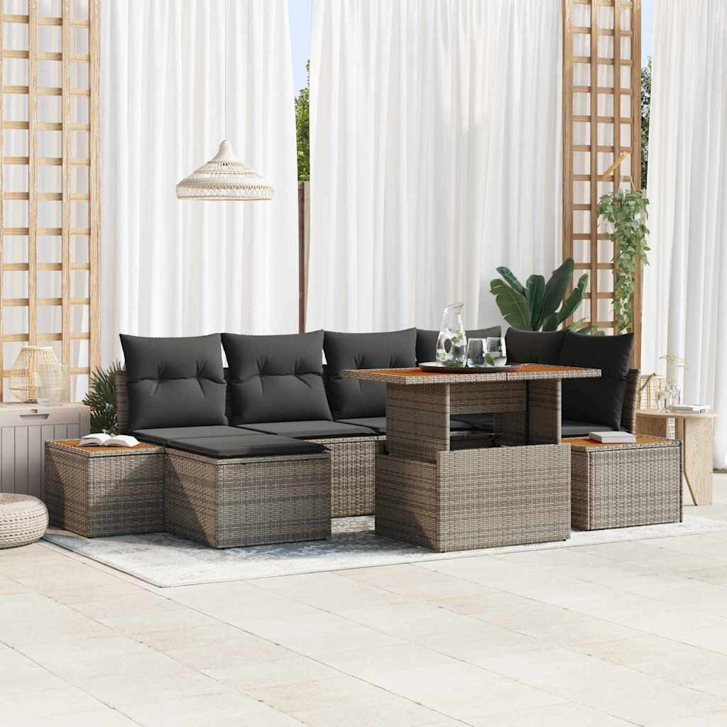 Garten Essgruppe mit Kissen 7 pcs Schwarz und Beige