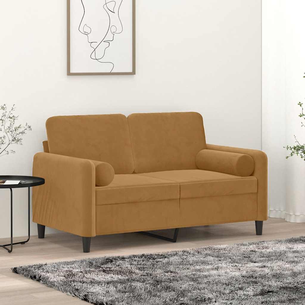 2-Sitzer-Sofa mit Zierkissen Dunkelgrün 120 cm Samt