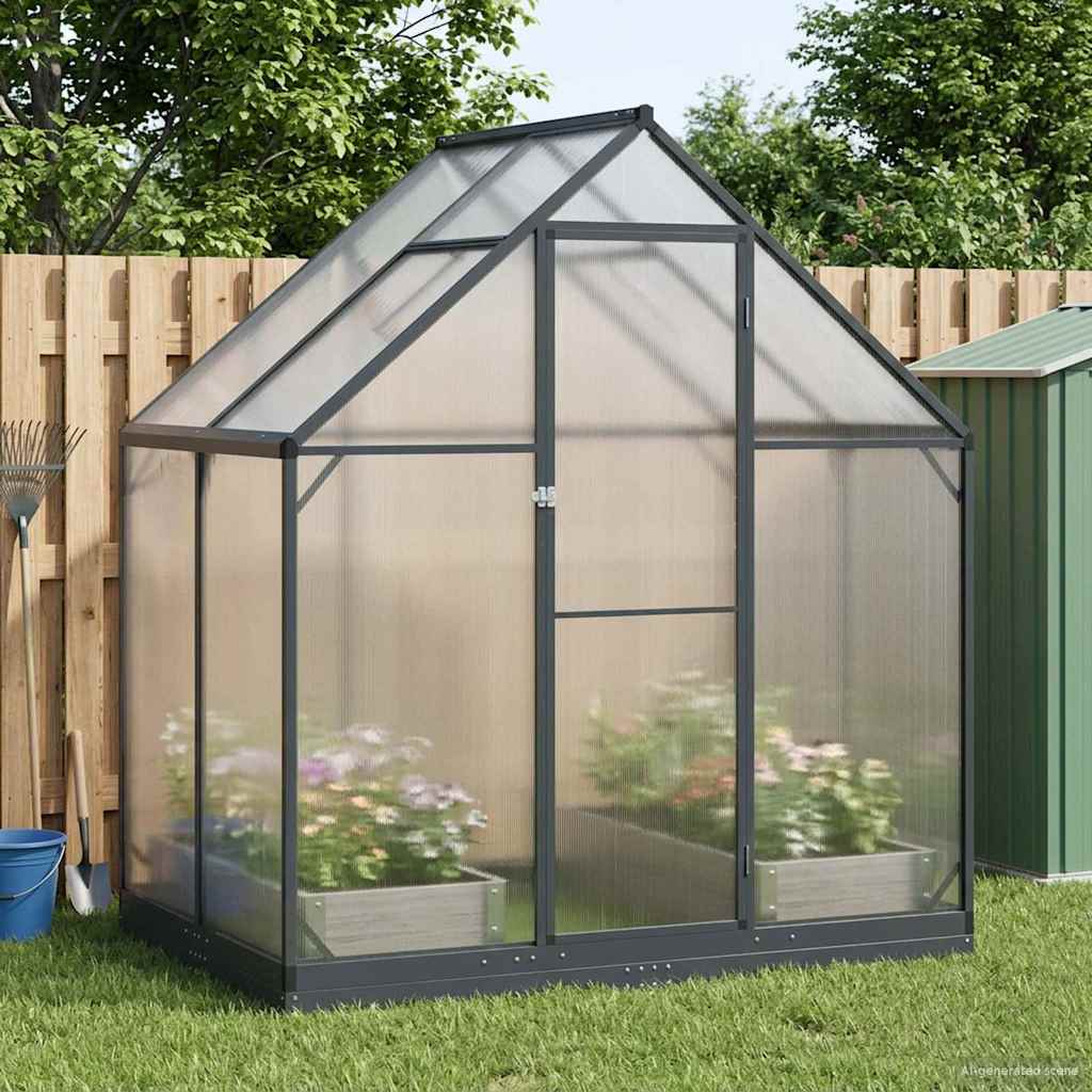 Garten Gewächshaus mit Tür Anthrazit 183,5 x 183,5 x 207 cm
