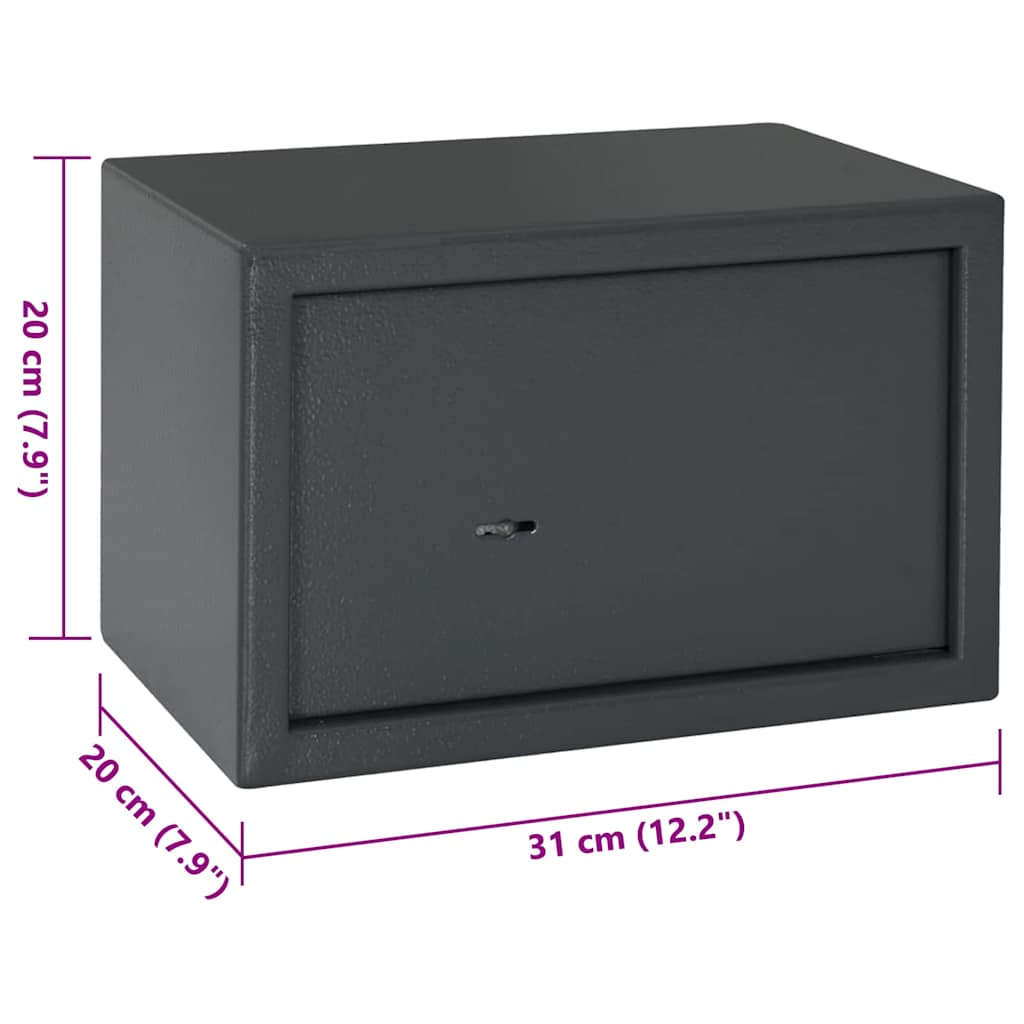 Safe Box mit Schloss Dunkelgrau 23 x 17 x 17 cm Stahl