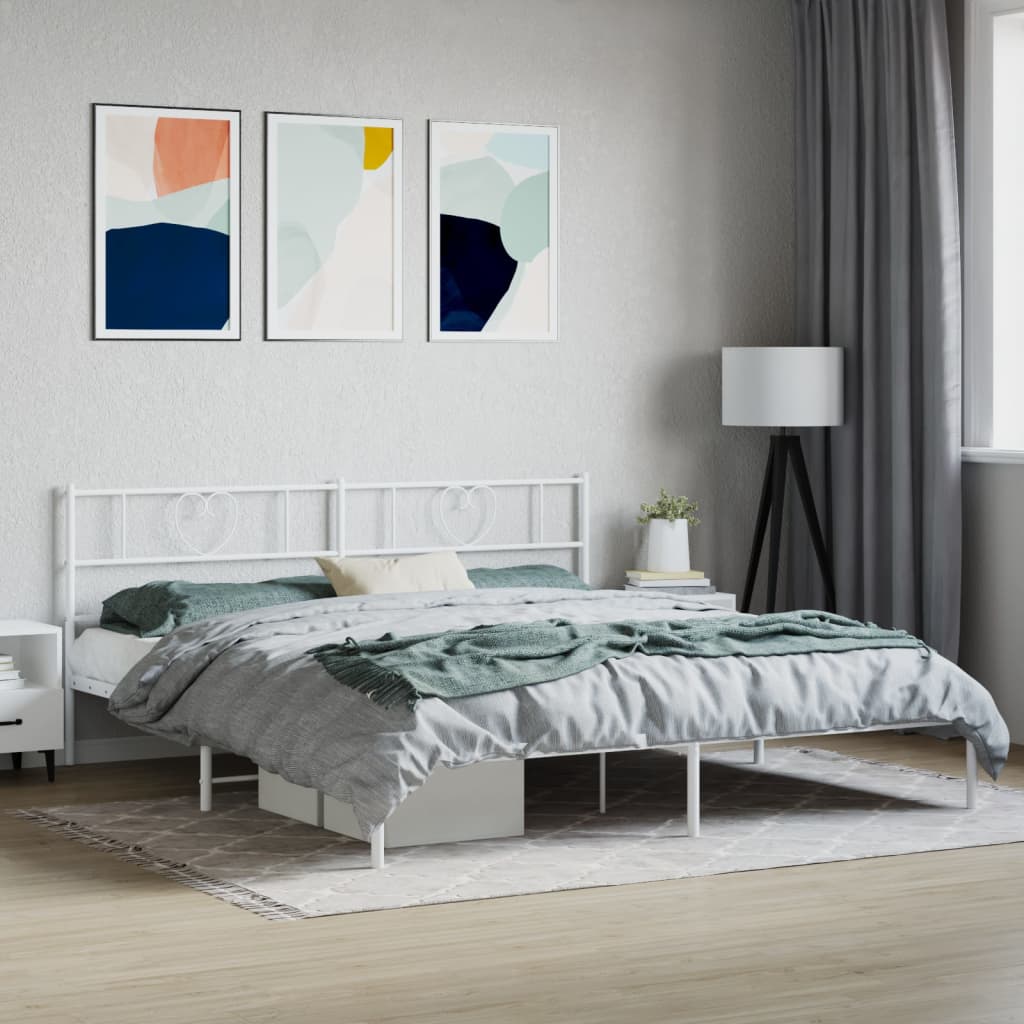Bettgestell mit Kopfteil Metall Schwarz 100x190 cm