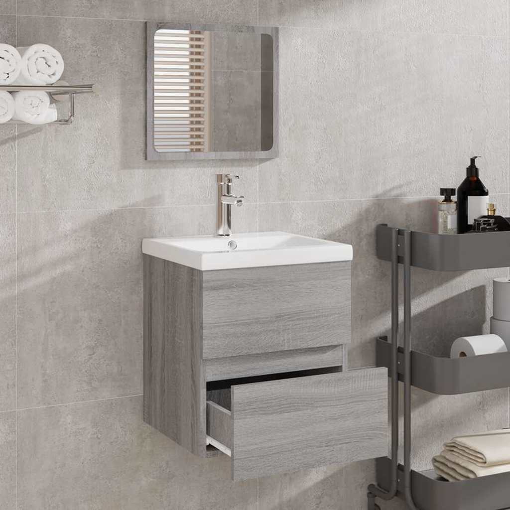 Badschrank mit Spiegel Weiß Holzwerkstoff