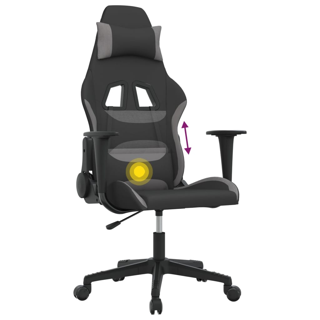 Gaming-Stuhl mit Massagefunktion Schwarz und Creme Stoff