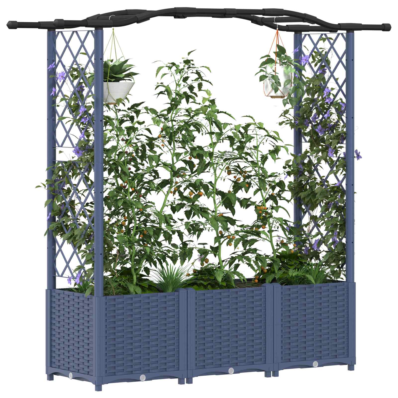 Hochbeet mit Rankgitter und Dach Braun 124 x 40 x 123 cm PP