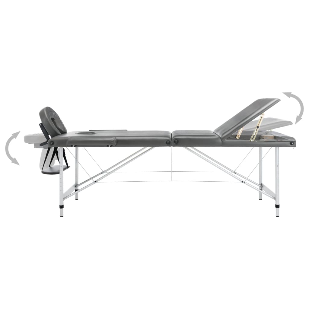 Massagetisch mit Aluminiumrahmen, faltbar 3 Zonen Creme-Weiß