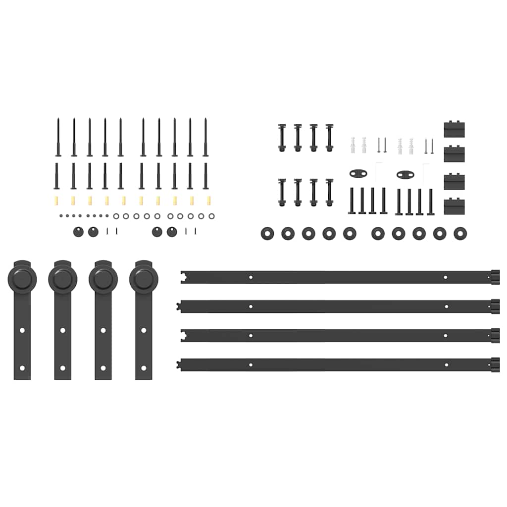 Schiebetürbeschlag-Set 183 cm Stahl Schwarz